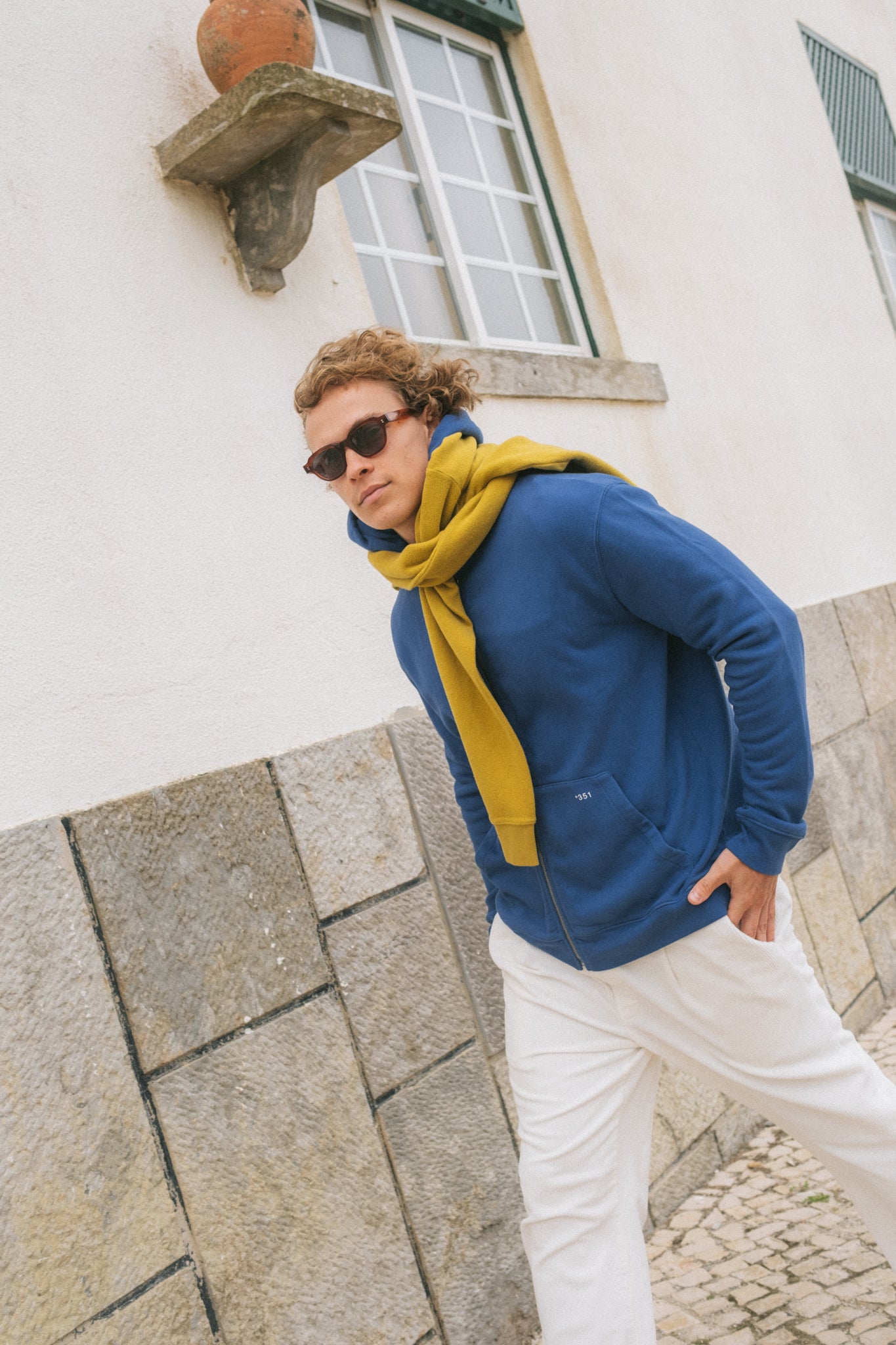 HOODIE ZIP STEEL BLUE