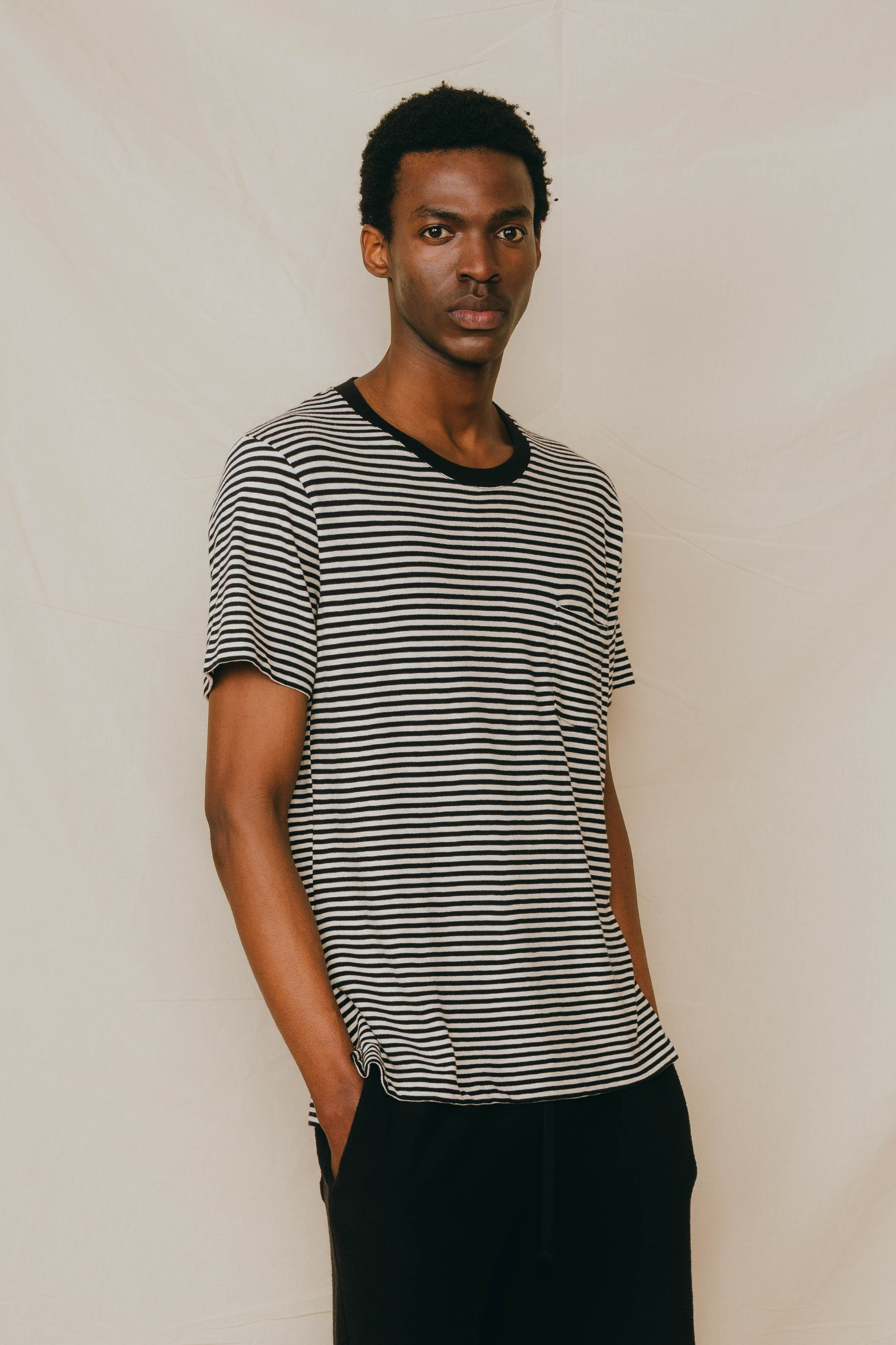 T-SHIRT STRIPES BLACK/ OFF-WHITE