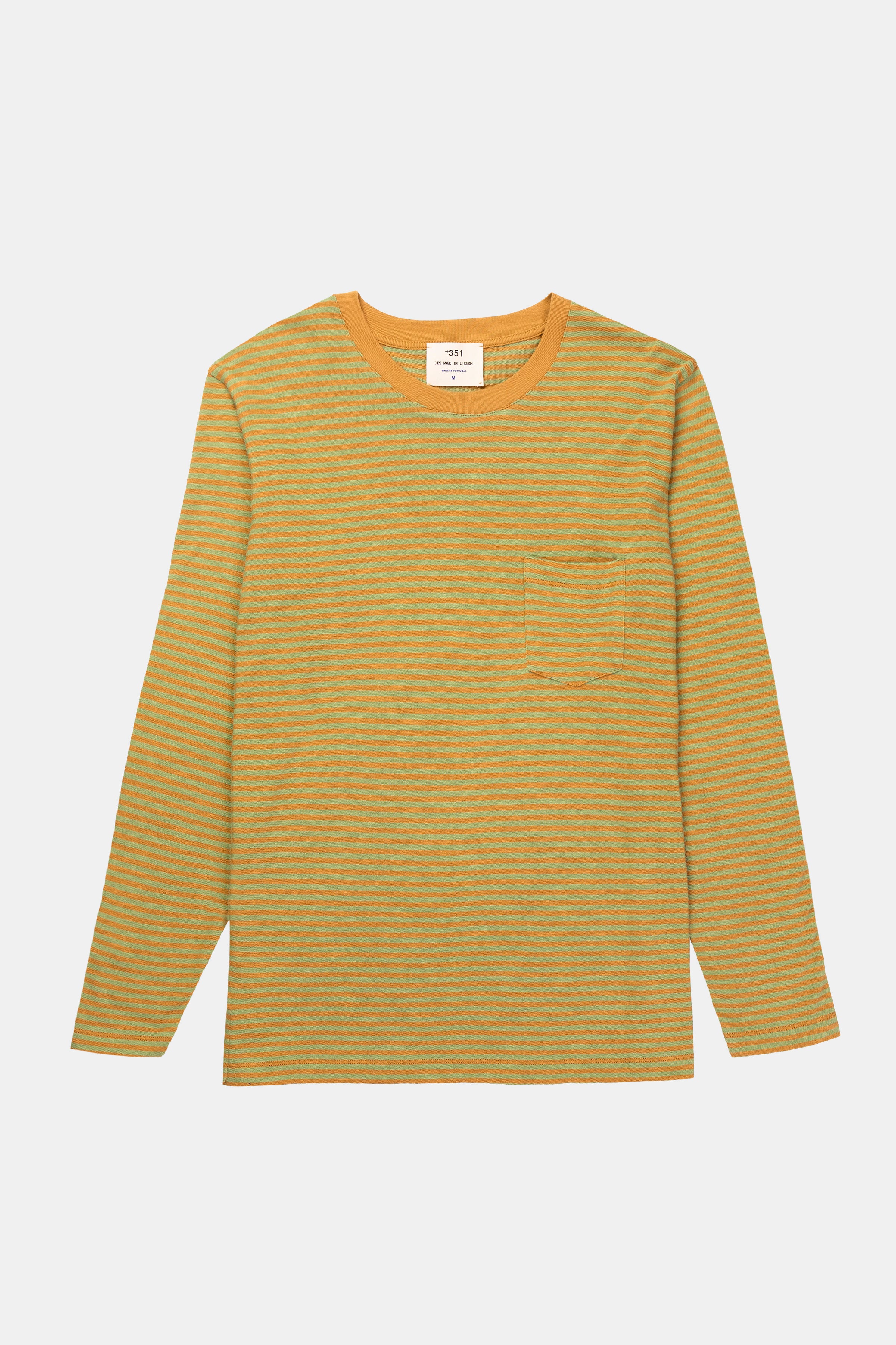 LONG SLEEVE STRIPES CAMEL/PASTEL GREEN