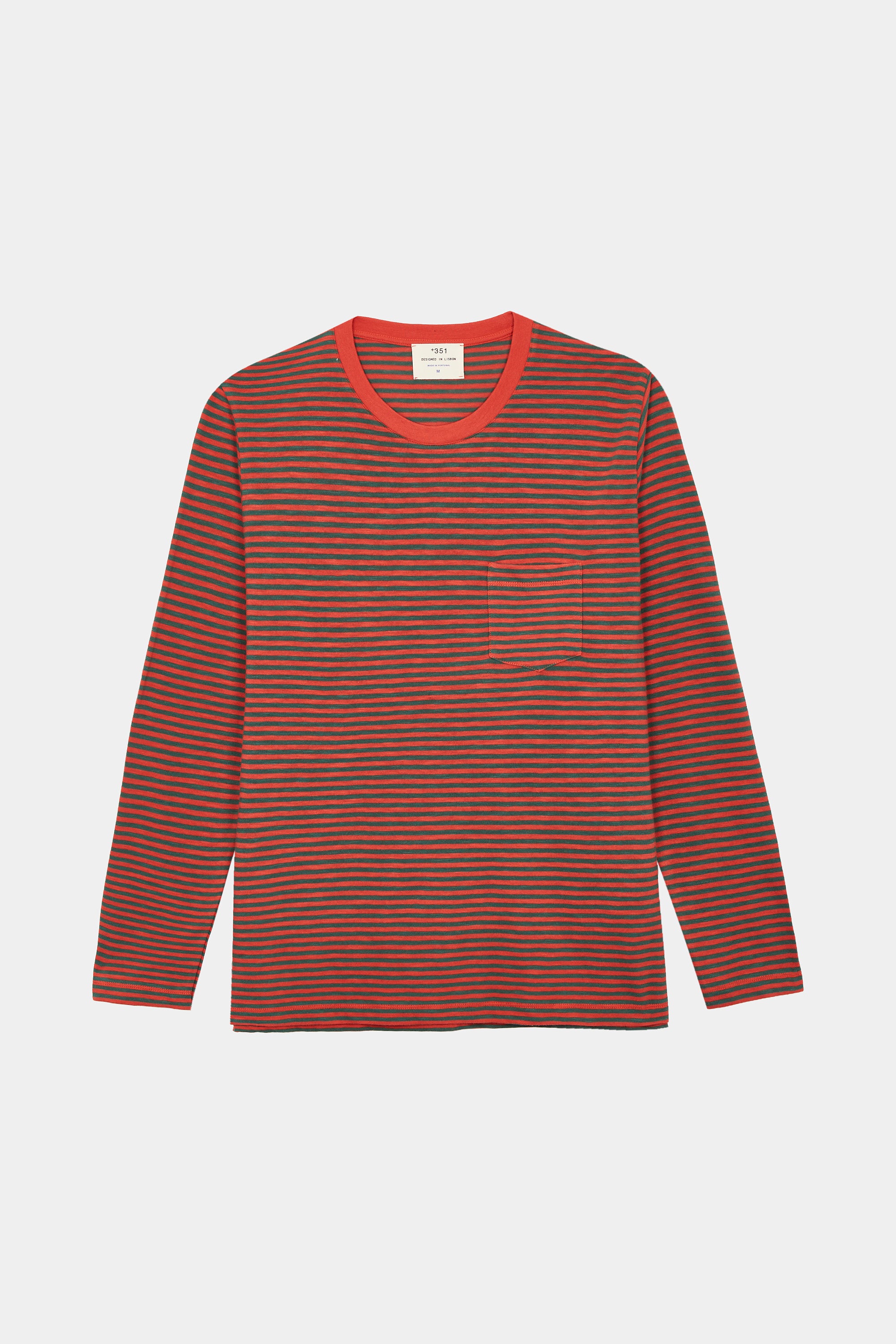 LONG SLEEVE STRIPES DEEP GREEN/CORAL