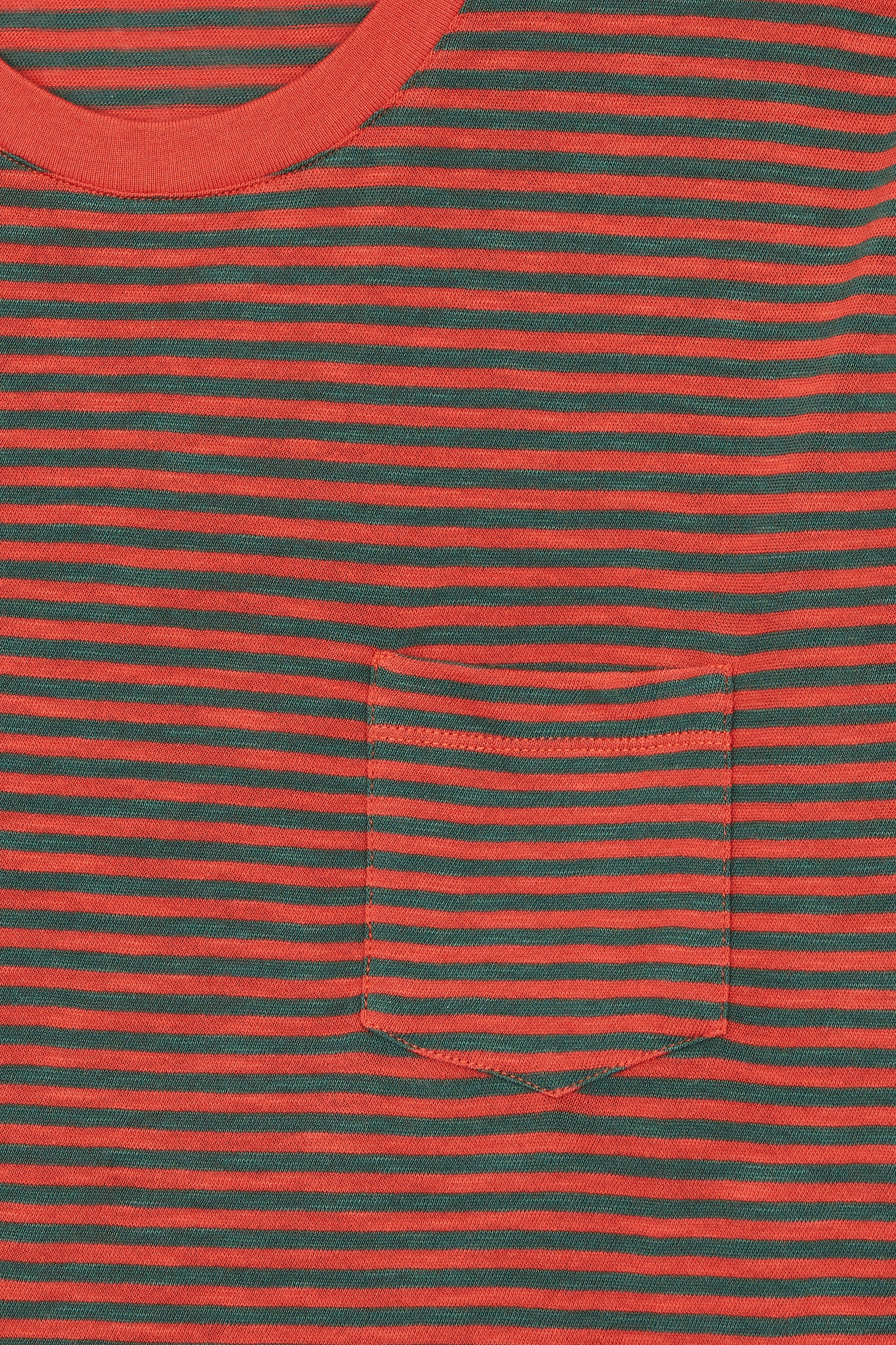 LONG SLEEVE STRIPES DEEP GREEN/CORAL