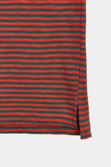 LONG SLEEVE STRIPES DEEP GREEN/CORAL