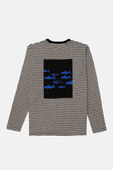 LONG SLEEVE GRAPHIC SHARKS STRIPES BLACK/OFF-WHITE