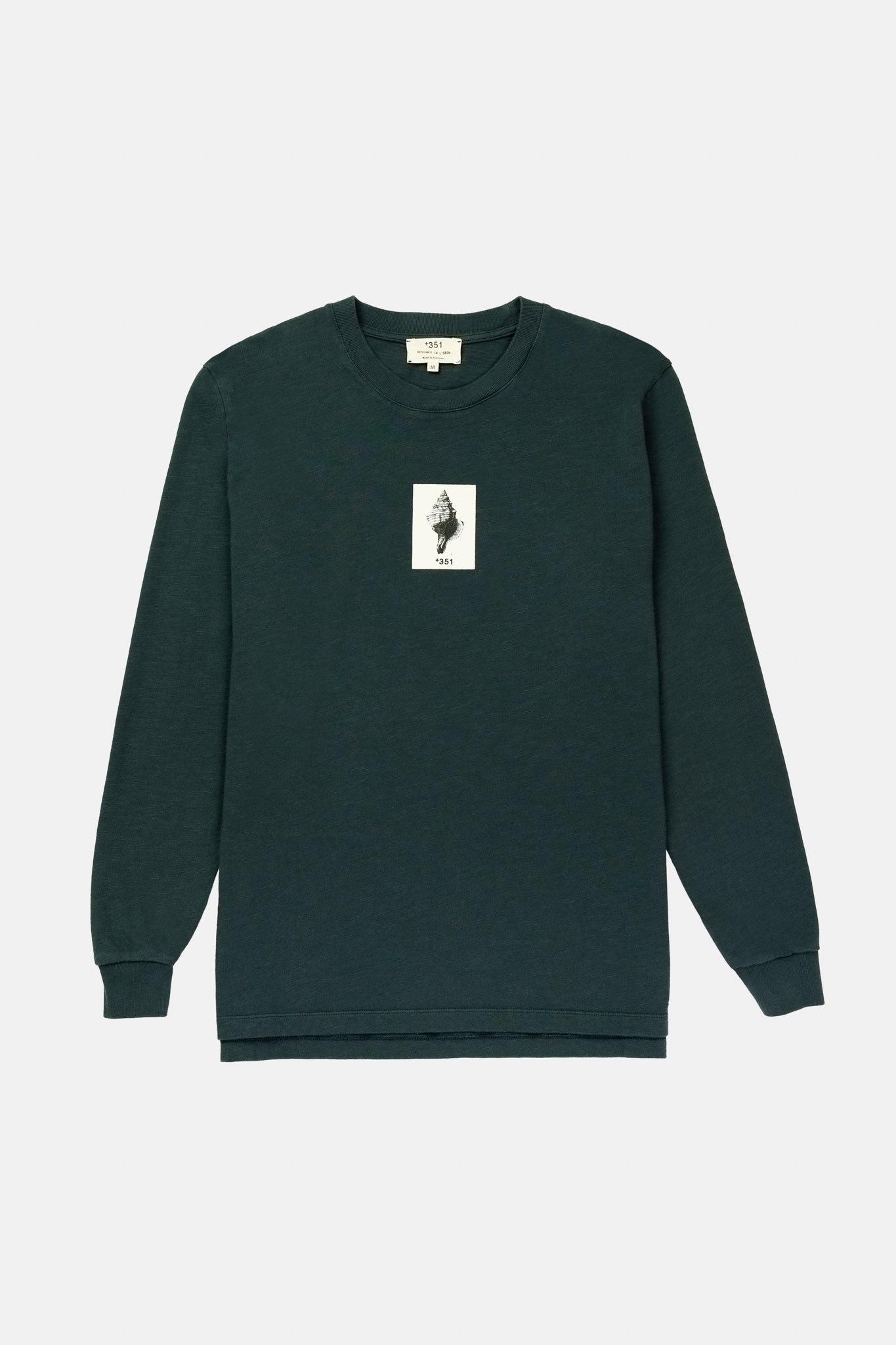 LANGARMSHIRT MIT GRAFISCHER MUSCHEL IN ANTHRAZIT