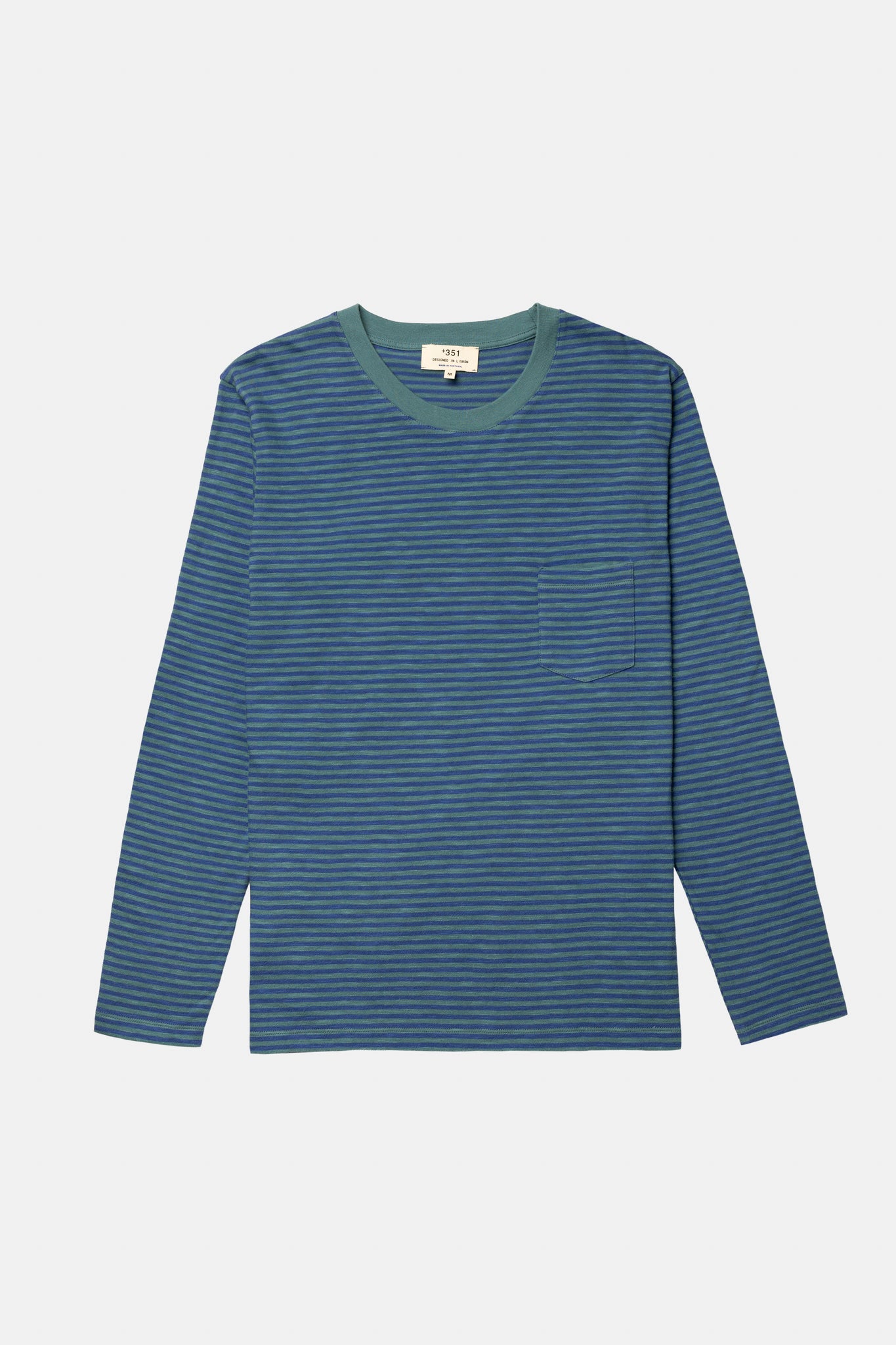 LANGARM-SHIRT STREIFEN STONED BLAU/STAHLBLAU
