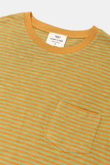 T-SHIRT STRIPES CAMEL/PASTEL GREEN