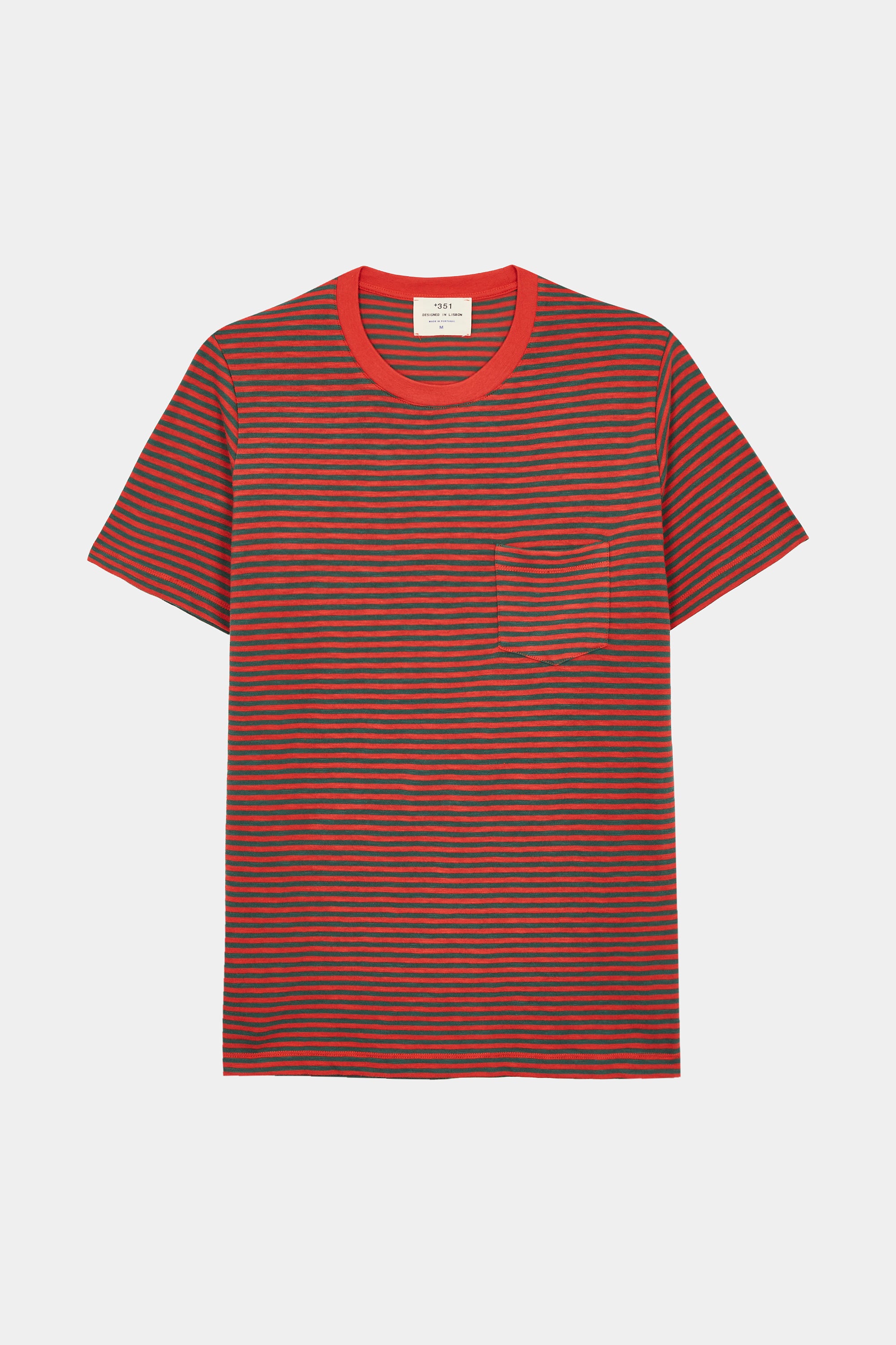 T-SHIRT STRIPES DEEP GREEN/CORAL
