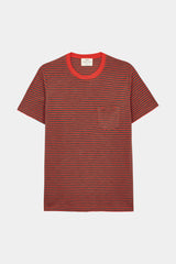 T-SHIRT STRIPES DEEP GREEN/CORAL