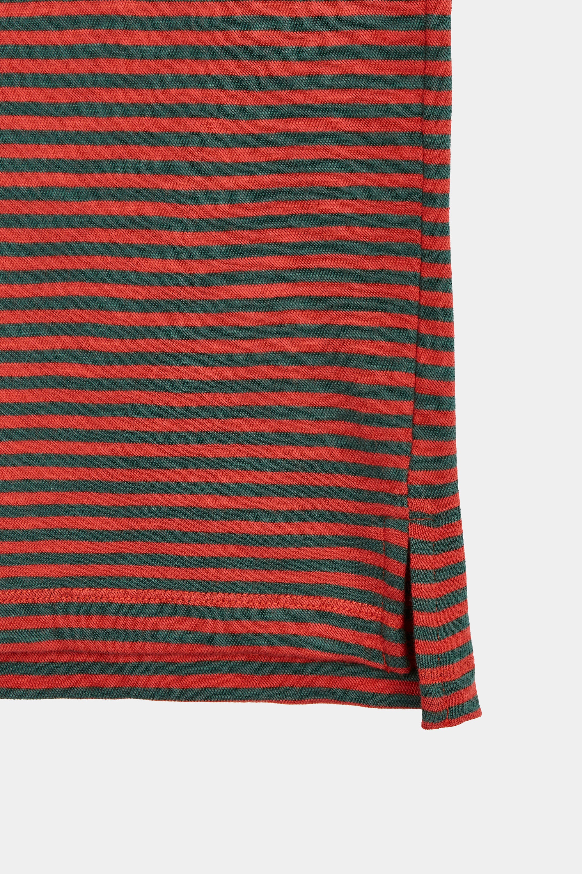 T-SHIRT STRIPES DEEP GREEN/CORAL