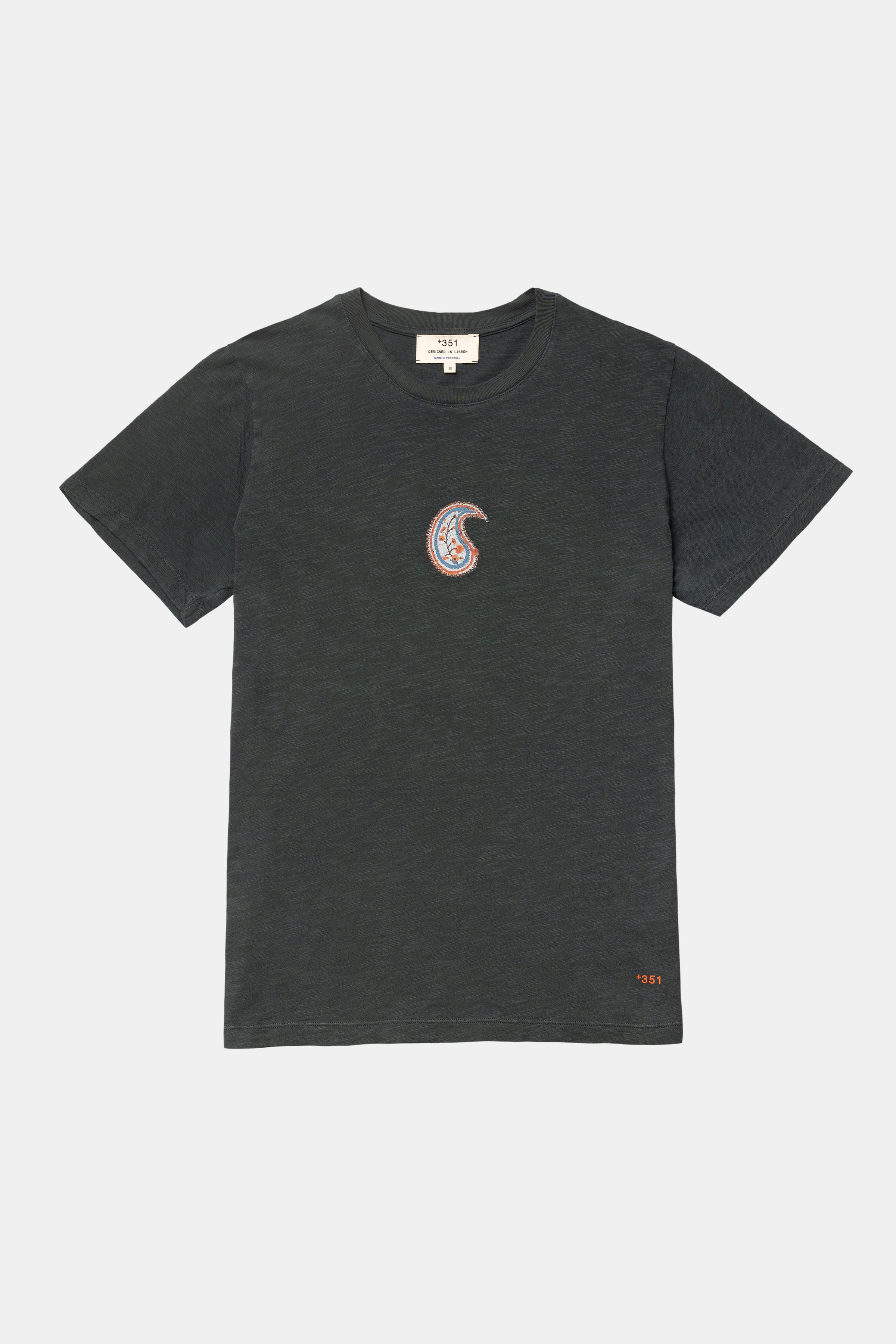 T-SHIRT GRAFIK INDISCHE BLUME ANTHRAZIT