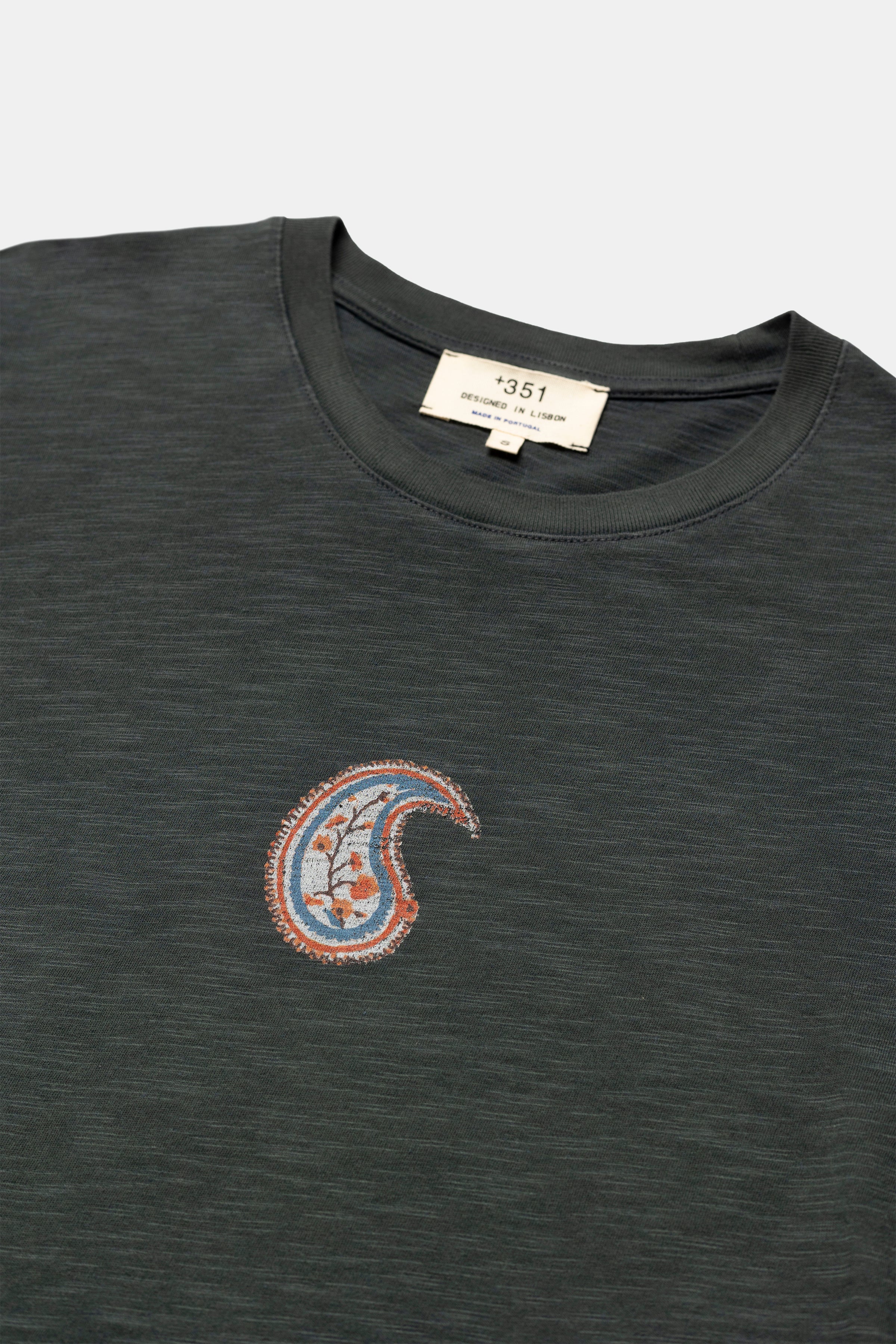 T-SHIRT GRAFIK INDISCHE BLUME ANTHRAZIT