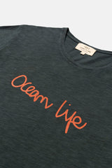 T-SHIRT GRAPHIC OCEAN LIFE CHARCOAL/MECCA