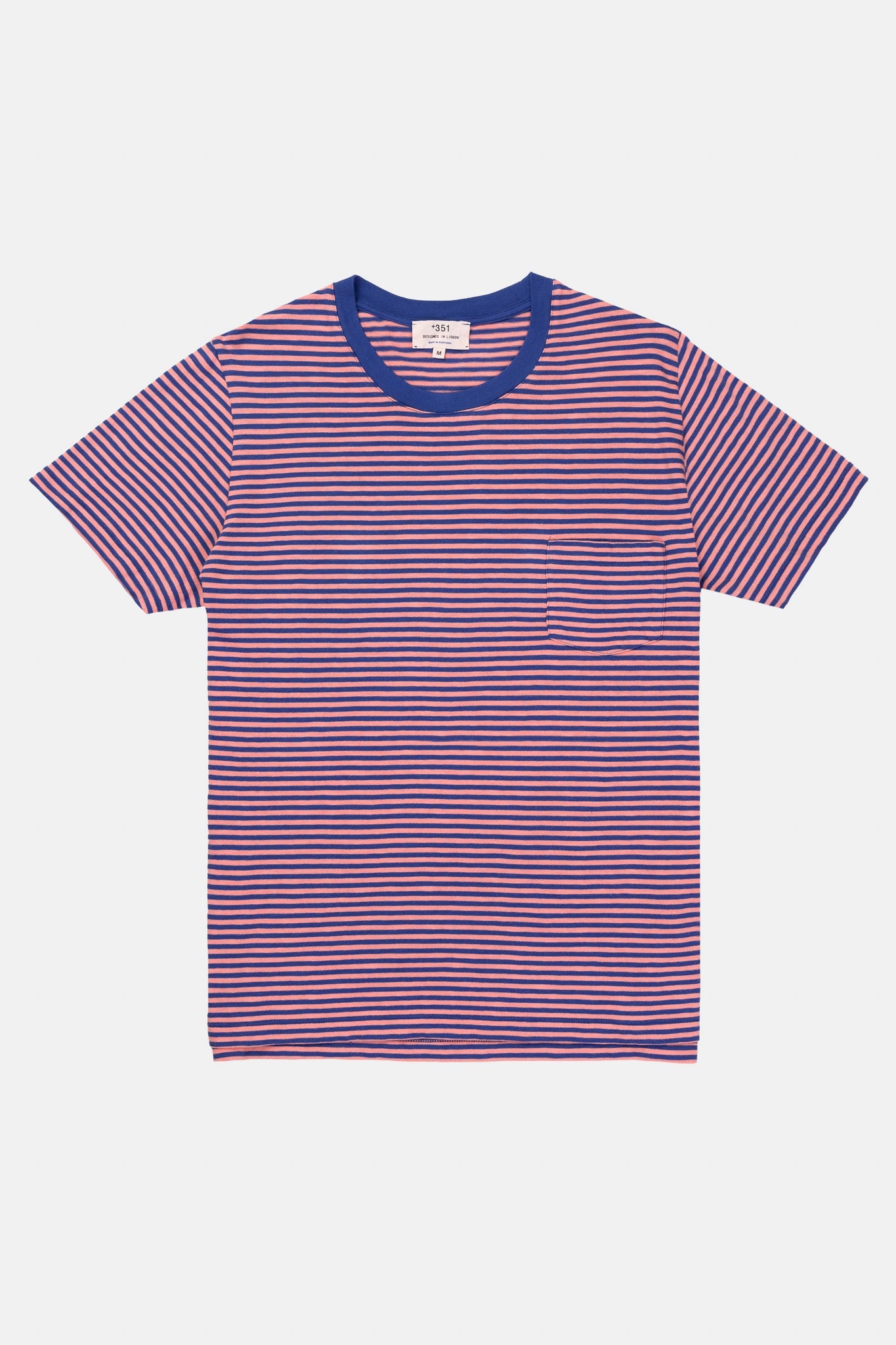 T-SHIRT STREIFEN PASTELLROSA/STAHLBLAU