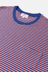 T-SHIRT STRIPES PASTEL ROSE/STEEL BLUE