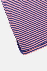 T-SHIRT STRIPES PASTEL ROSE/STEEL BLUE