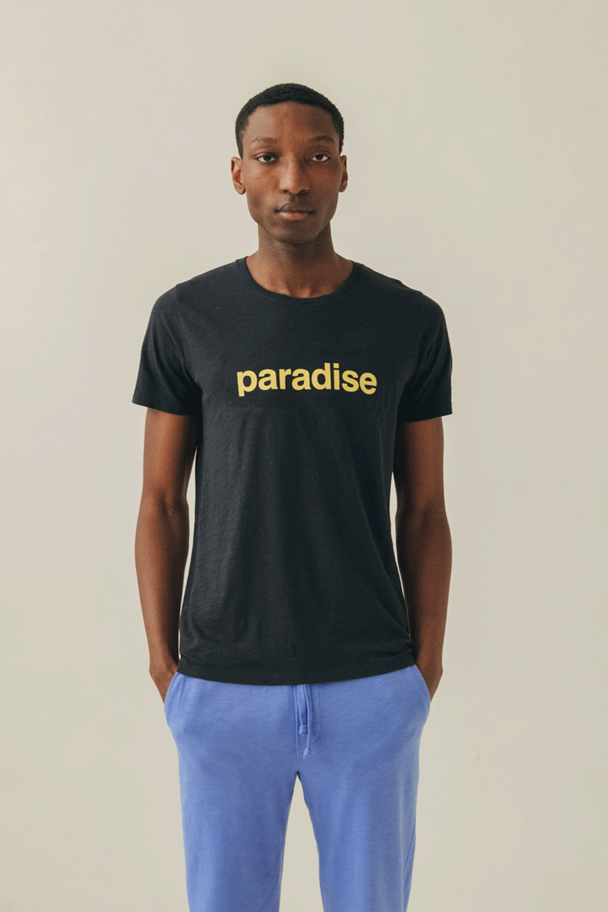 T-SHIRT GRAPHIC PARADISE BLACK & PALE YELLOW